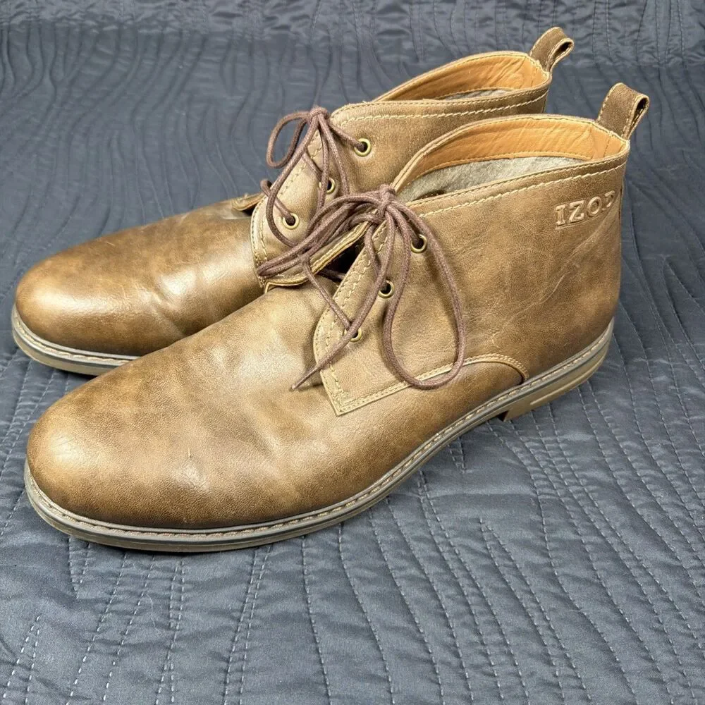 IZOD Cally Men’s Size 13M Brown Chukka Ankle Boots Lace-Up Man Made